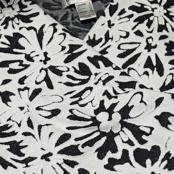 Joseph Ribkoff Monochrome Leaf Pattern Designer Midi Dress In Black and White - Picture 7 of 9